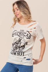 BiBi Cotton Slub Laser Top American Cow Boy Graphic OutfitFlow
